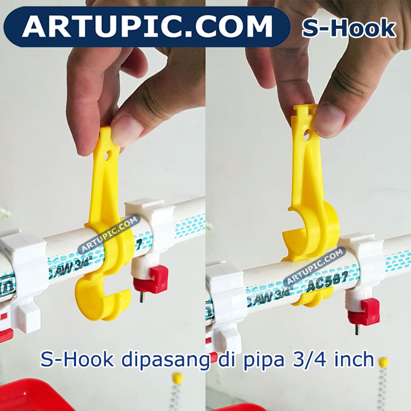 S-hook dipasang di pipa 3/4 inch